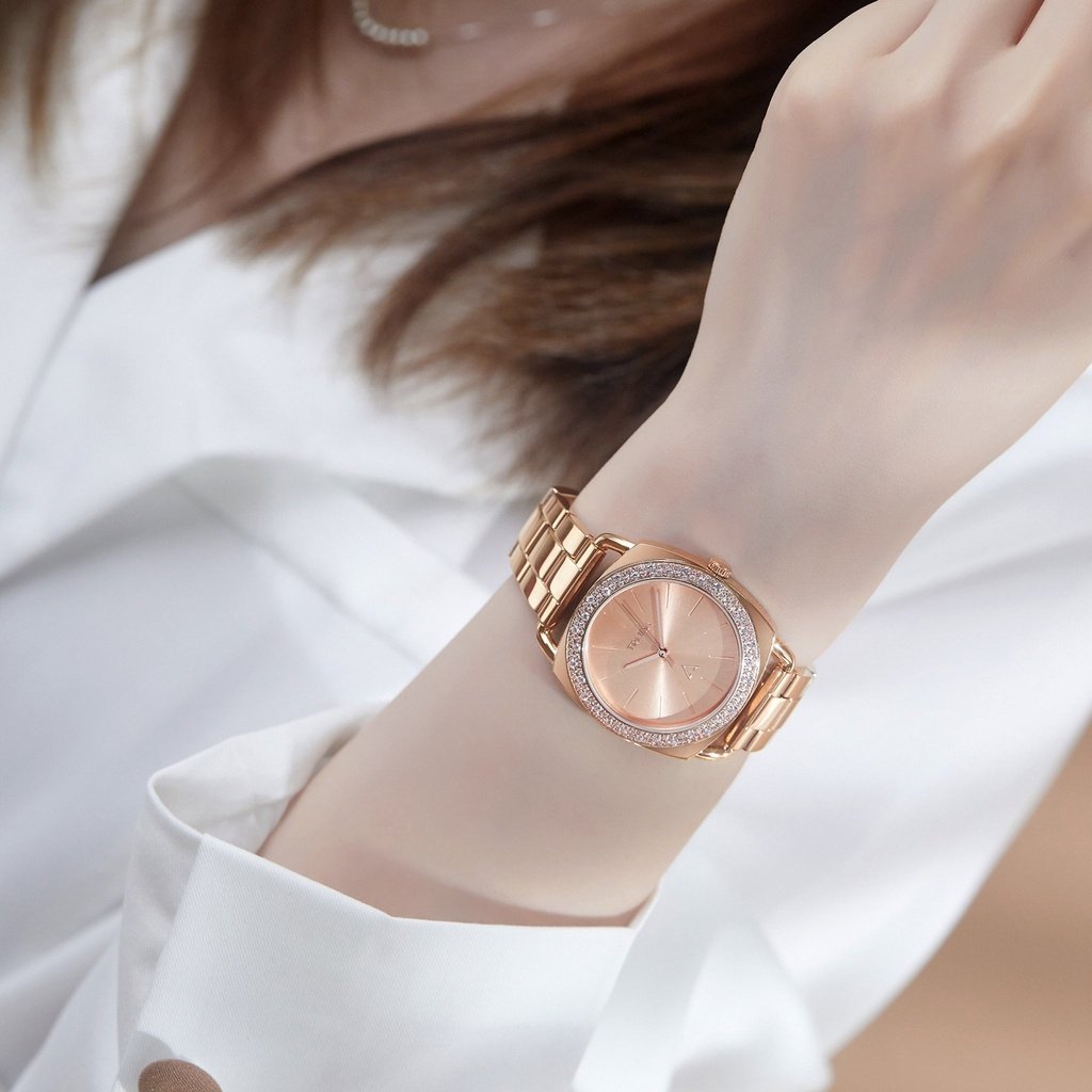 Trnda Women's Rose Gold Stainless Steel Watch, Round Dial | Trn-001