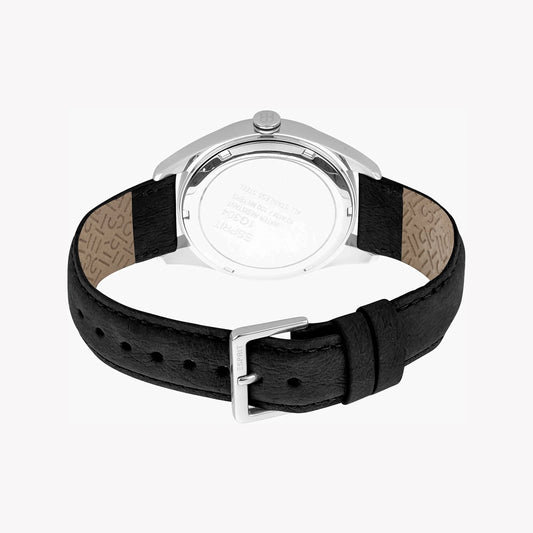 Esprit Men's Black Faux Leather Watch, Stainless Steel | Es1g202m0015