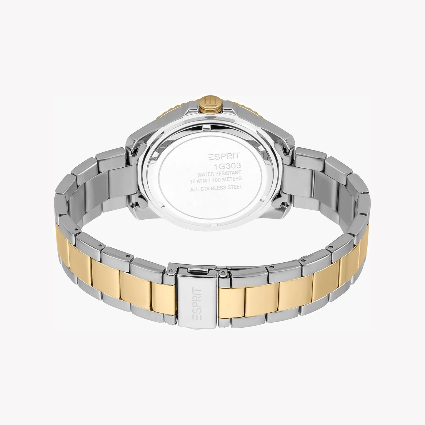 Esprit Men's Silver & Gold Stainless Steel Watch, Black Dial | Es1g156m0025