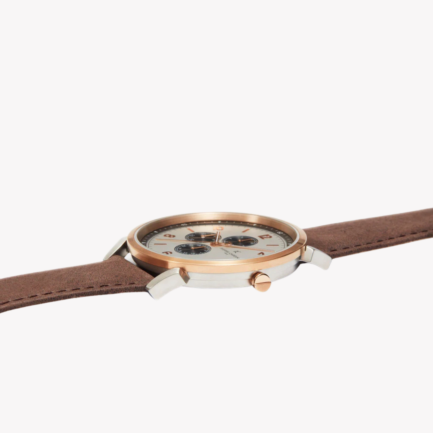 Pierre Cardin Men's Silver & Rose Gold Watch, Brown Leather | Cpi.2022