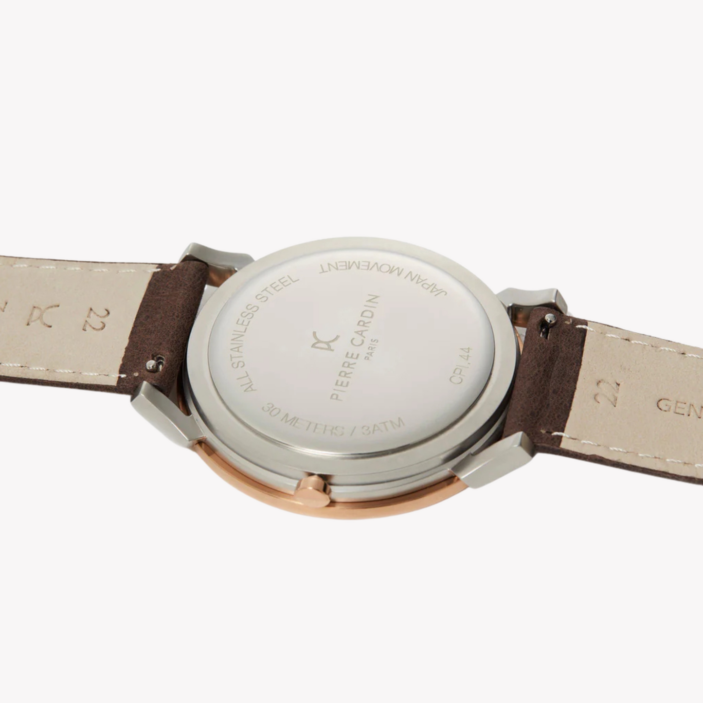 Pierre Cardin Men's Silver & Rose Gold Watch, Brown Leather | Cpi.2022