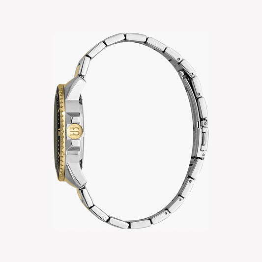 Esprit Men's Silver & Gold Stainless Steel Watch, Black Dial | Es1g156m0025