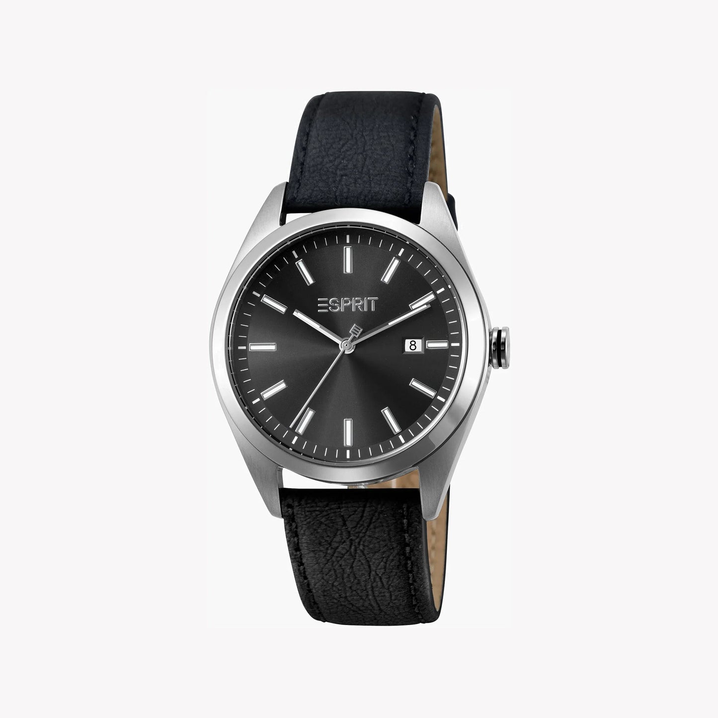 Esprit Men's Black Faux Leather Watch, Stainless Steel | Es1g202m0015