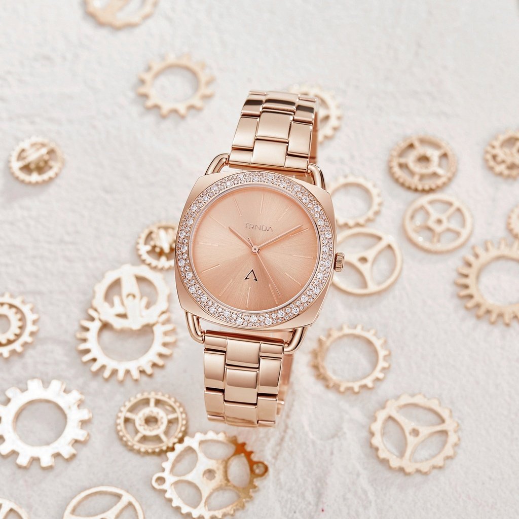 Trnda Women's Rose Gold Stainless Steel Watch, Round Dial | Trn-001