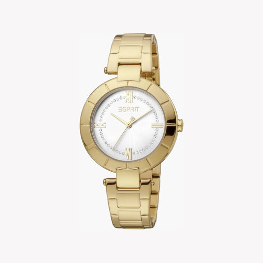 Esprit Women's Gold Stainless Steel Watch, Silver Dial | Es1l048m0015